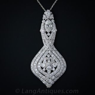 La Cloche Edwardian Diamond Pendant Necklace