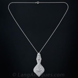 La Cloche Edwardian Diamond Pendant Necklace