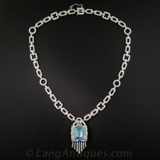 Lacloche Frères Art Deco Aquamarine & Diamond Necklace