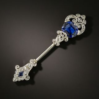 Late Edwardian/Early Deco Sapphire and Diamond Jabot Pin - Lacloche Frères - 2