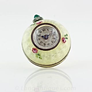 Ladies Enameled Pendant Watch - 1