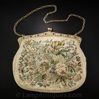 Ladies Jeweled Tapestry Handbag