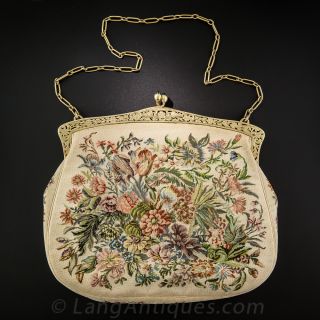Ladies Jeweled Tapestry Handbag