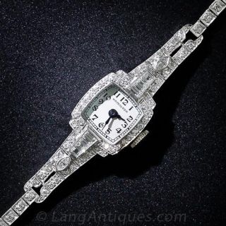 Ladies Vintage Hamilton Platinum and Diamond Watch