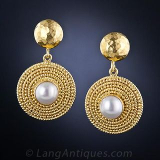 Lalaounis Gold Pearl Earrings - 2