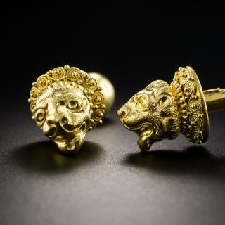Lalaounis Lion Head Cufflinks 18K