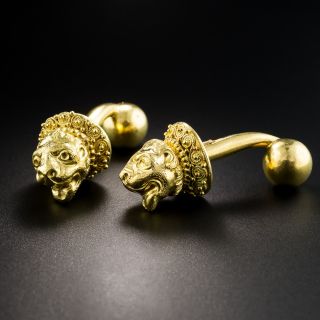 Lalaounis Lion Head Cufflinks 18K