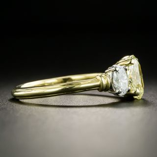 Lang Collection 1.03 Carat Oval Fancy Light Yellow Three-Stone Diamond Ring - GIA
