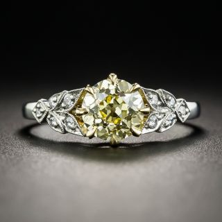 Lang Collection 1.18 Carat Fancy Yellow Old European Cut Diamond Ring GIA VS2 - 2