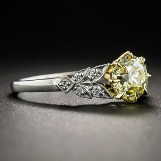 Lang Collection 1.18 Carat Fancy Yellow Old European Cut Diamond Ring GIA VS2