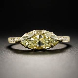 Lang Collection 1.37 Fancy Light Yellow Marquise Diamond Ring - GIA - 2