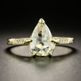 Lang Collection 1.71 Carat Rose-Cut Pear-Shaped Diamond Engagement Ring - GIA W-X SI2  - 1