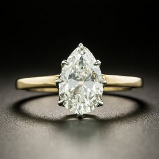 Lang Collection 1.88 Carat Antique Pear Shape Diamond Solitaire - GIA H VS2 - 2