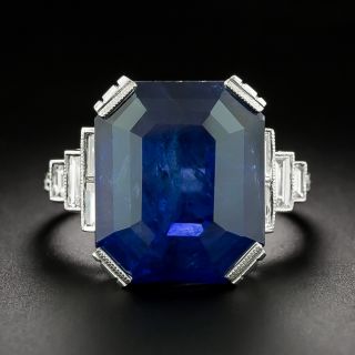 Lang Collection 14.11 Carat Emerald-Cut Sapphire and Diamond Ring - GIA - 2