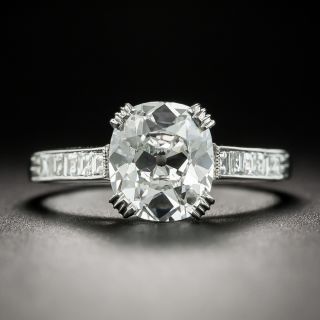 Lang Collection 2.16 Carat Antique Cushion Diamond Platinum Ring - GIA E SI2 - 1