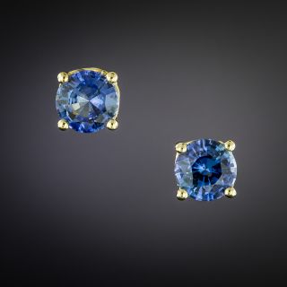 Lang Collection 2.32 Carat Total Weight Sapphire 18K Stud Earrings  - 1
