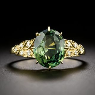 Lang Collection 3.64 Carat No-Heat Teal-Green Sapphire and Diamond Ring - GIA - 8