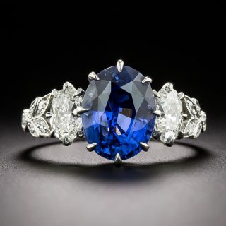 Lang Collection 4.23 Carat No-Heat Ceylon Sapphire And Diamond Ring - 3
