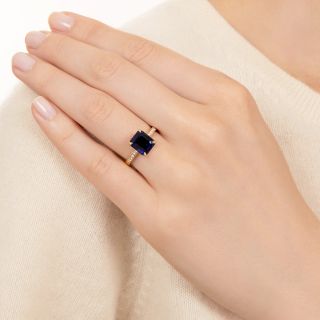 Lang Collection 4.49 Emerald-Cut No-Heat Burma Sapphire and Diamond Ring  - GIA