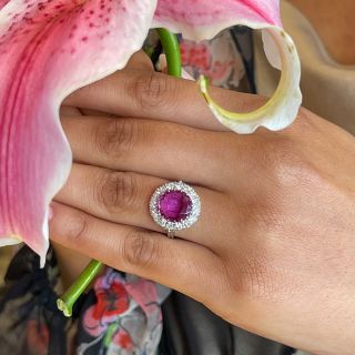 Lang Collection 4.88 Carat No-Heat Pink Sapphire and Diamond Ring