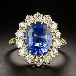 Lang Collection 5.08 Carat No-Heat Ceylon Sapphire and Diamond Ring - AGL - 3