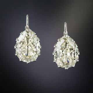 Lang Collection 3.62 and 3.37 Carat Pear Cut Diamond Earrings - 1