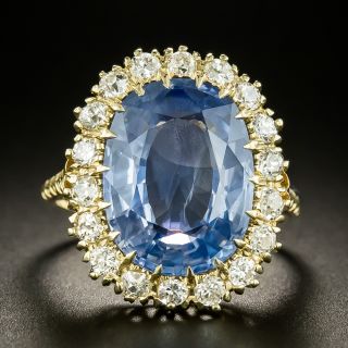Lang Collection  8.89 Carat No-Heat Ceylon Sapphire and Diamond Ring  - 2