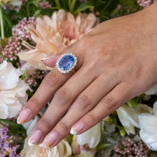 Lang Collection  8.89 Carat No-Heat Ceylon Sapphire and Diamond Ring 