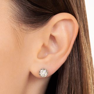 Lang Collection Art Deco-Style 2.18 Carat Total Weight Diamond Stud Earrings