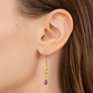 Art Nouveau Amethyst Scroll Earrings