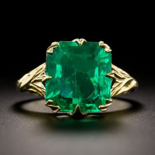 Lang Collection Art Nouveau-Style 5.45 Carat Emerald Ring - GIA - 3