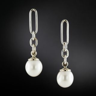 Lang Collection Cultured Pearl 18K Chain Link Drop Earrings - 2