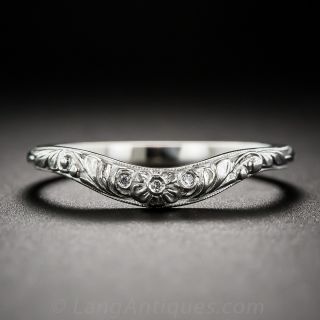 Lang Collection Floral Contoured Band with Diamonds - 1