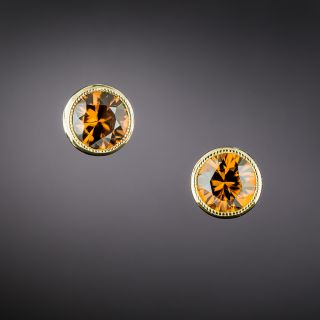 Lang Collection Golden Zircon Stud Earrings - 3