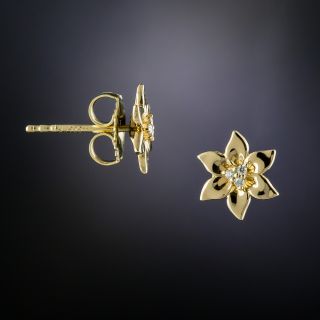 Lang Collection Petite Diamond Flower Earrings - 1