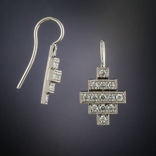 Lang Collection Platinum Deco Style Diamond Earrings