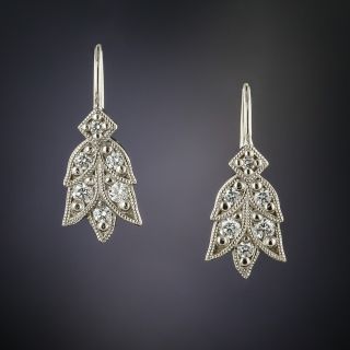 Lang Collection Platinum Laurel Diamond Earrings - 2