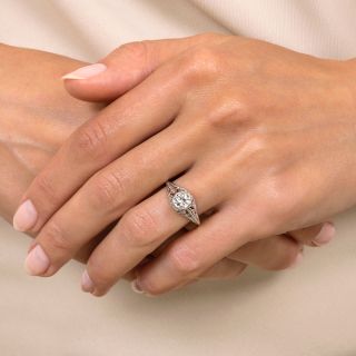 Art Deco .30 Carat Diamond Solitaire Engagement Ring