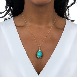 Vintage Double-Sided Turquoise Pendant