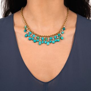 Vintage Turquoise and Pearl Necklace