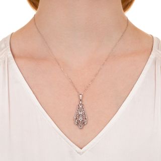 Art Deco Filigree Diamond Pendant Necklace