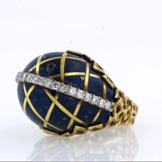 Lapas Lazuli amd Diamond Dome Ring