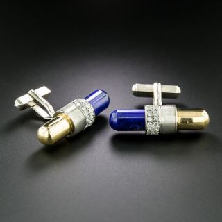  Lapis and Diamond Capsule Cufflinks - 3