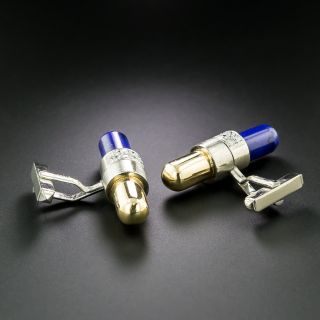  Lapis and Diamond Capsule Cufflinks