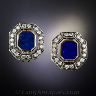 Lapis and Diamond Earrings