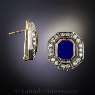 Lapis and Diamond Earrings