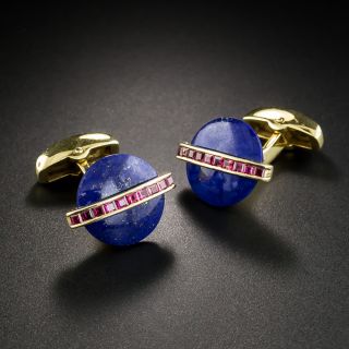 Lapis and Ruby Cufflinks by Garrard and Co. - 2