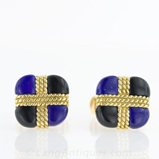 Lapis Lazuli, Onyx 18K Yellow Gold Dress Set