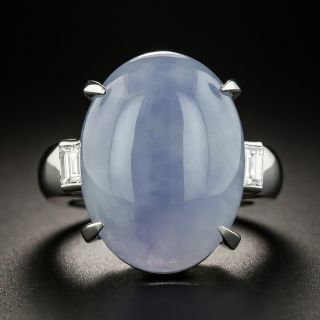 Large 18.58 Carat Natural Burmese Lavender Jade and Diamond Ring - 2