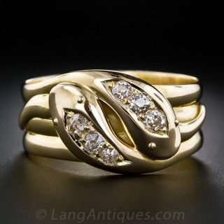 Large 18 Karat Unisex Victorian Snake Ring